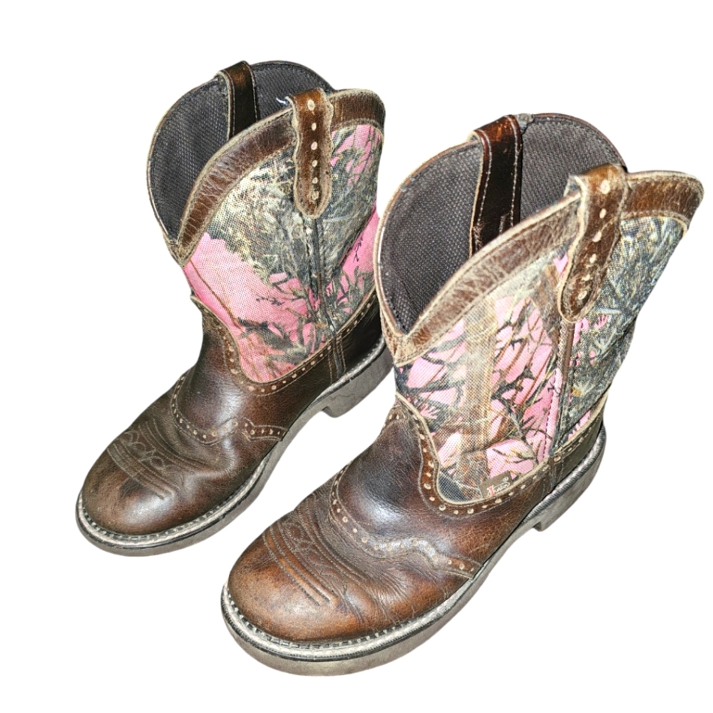 Womens USED Justin Cowgirl 8B Cowboy Camo Boots 8